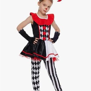 Playful Jester Kids Costume - Black, White, and Red